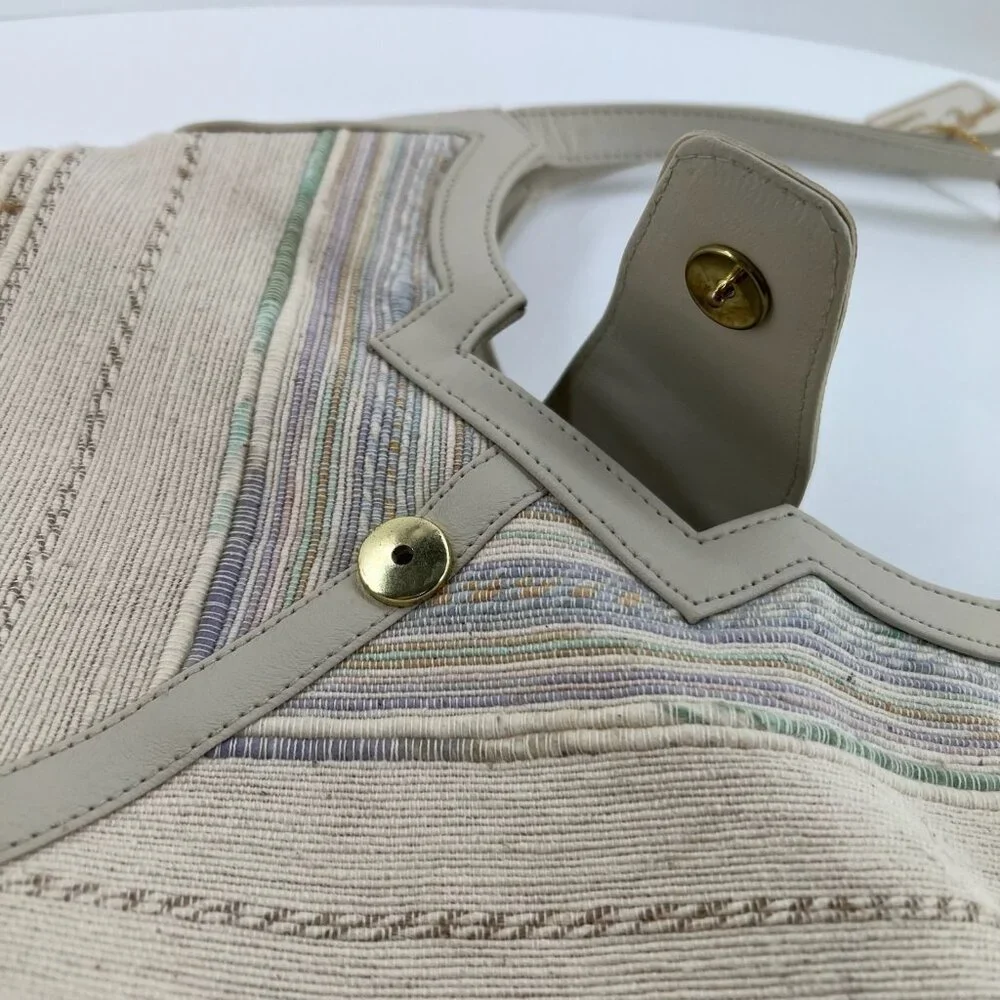 Vintage Valerie Barad Shoulder Bag Woven Fabric Beige New with Tags